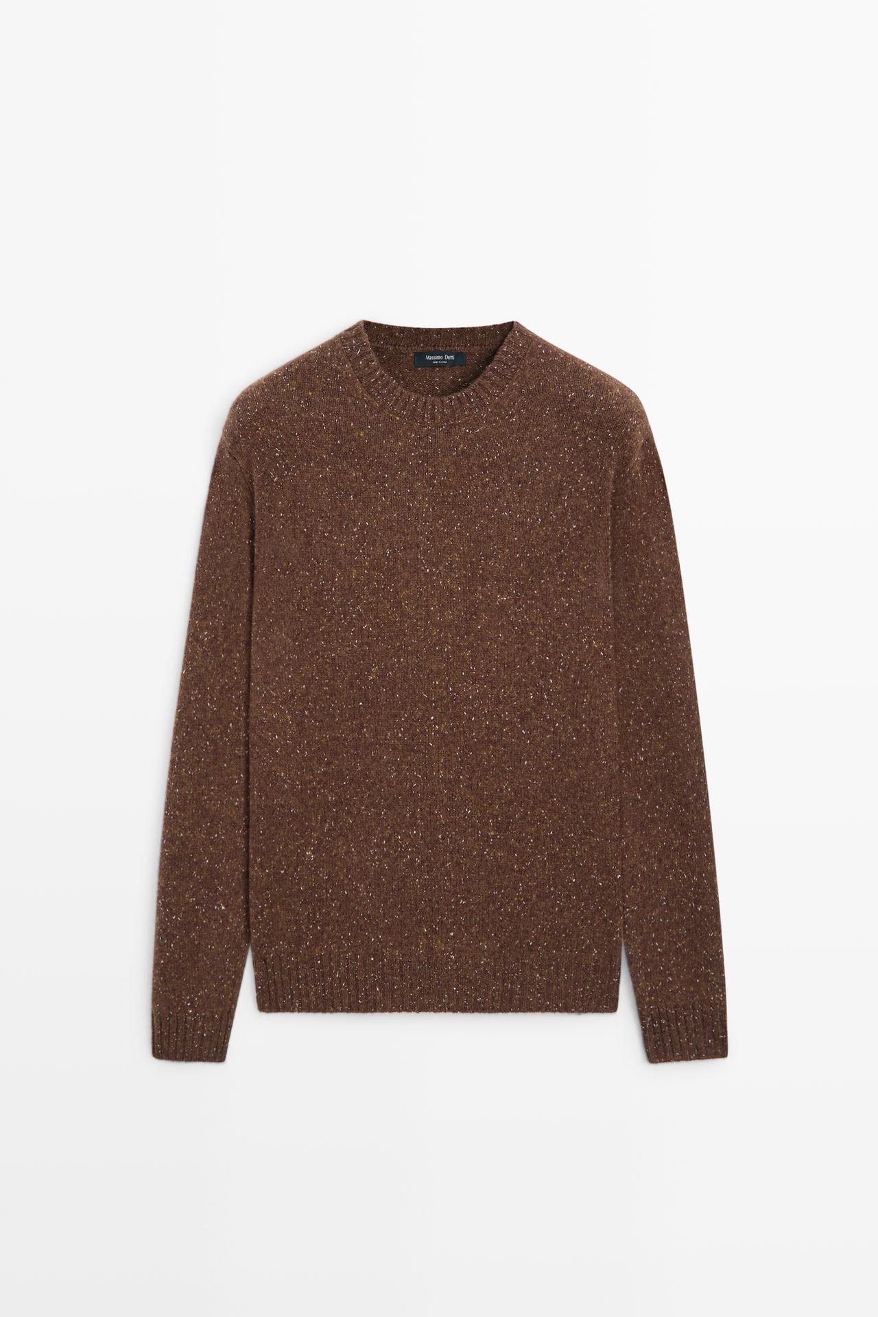 Flecked wool-blend knit sweater — taupe brown