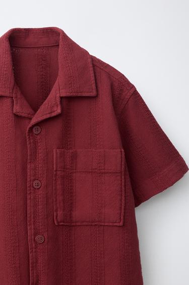 RUSTIC TEXTURED SHIRT - Burgundy by Zara - Image 2