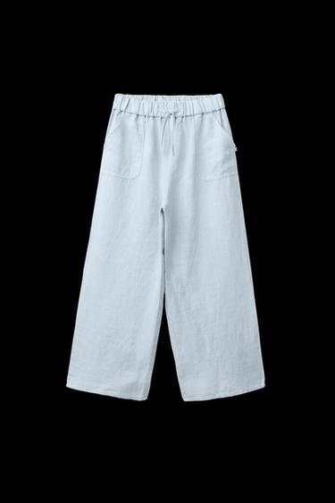 100% LINEN TROUSERS - Light blue by Zara - Image 0