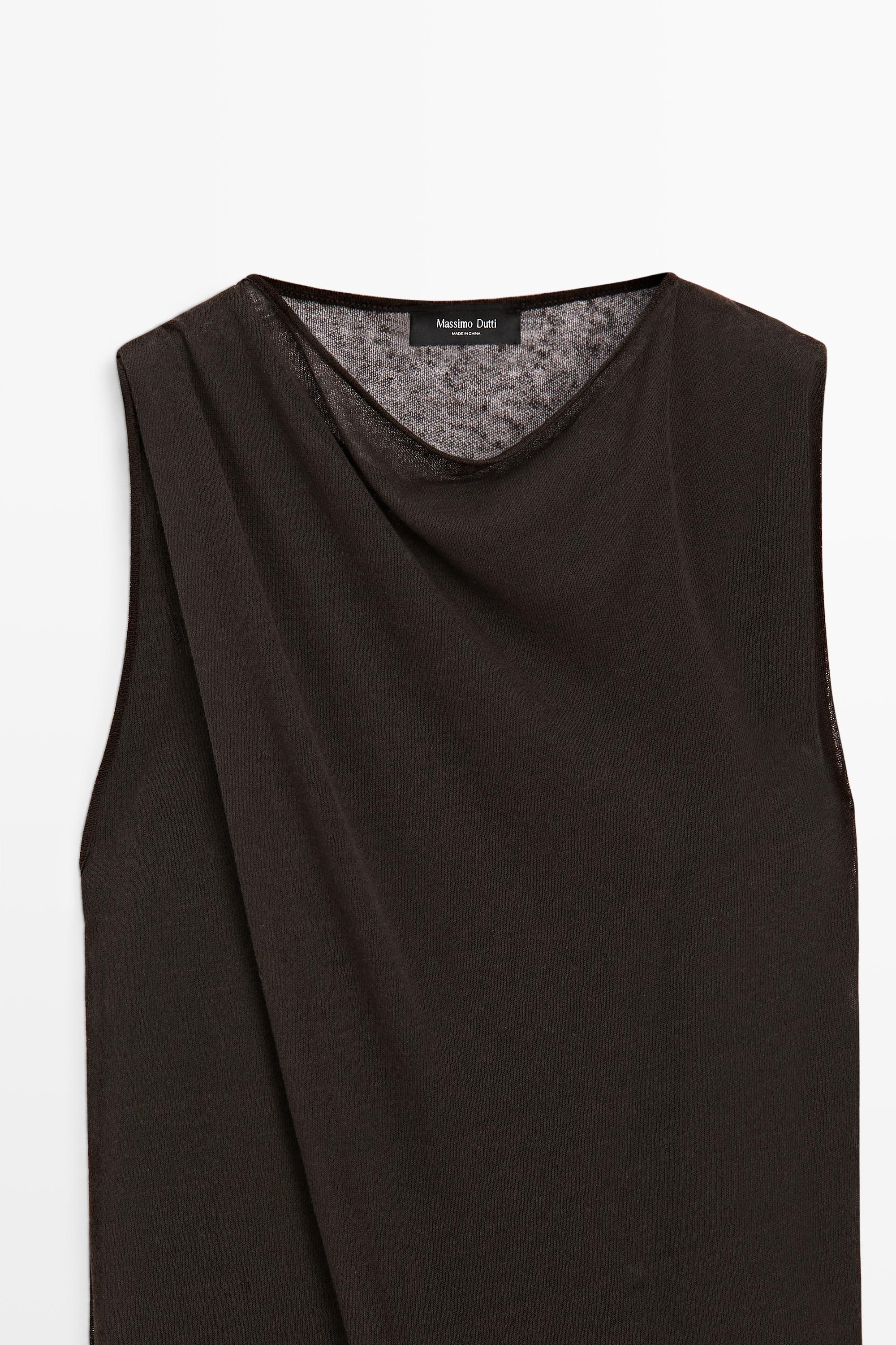 Linen blend crossover dress