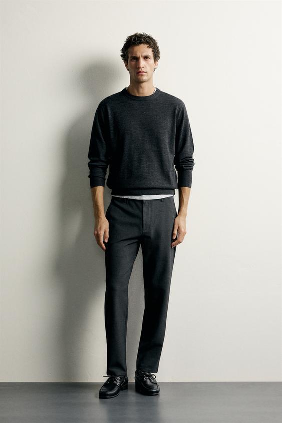 Zara COMFORT STRUCTURED CHINO PANTS - Anthracite Gray - Image 0