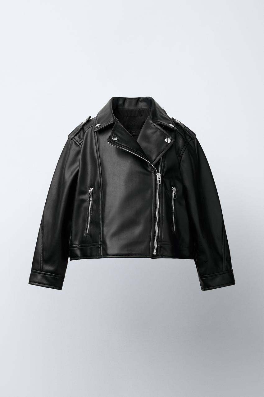 Zara - Faux Leather Biker Jacket - Black - 4 Years (40,9 Inches) - Kids Zara - Faux Leather Biker Jacket - Black - 4 Years (40,9 Inches) - Kids
