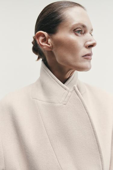 MANTEAU LONG AVEC CEINTURE ET LAINE - Beige de Zara - Image 6