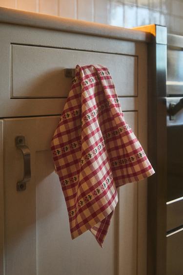 PACK OF COTTON CHRISTMAS CHECK TEA TOWELS (PACK OF 2) - Red by Zara
