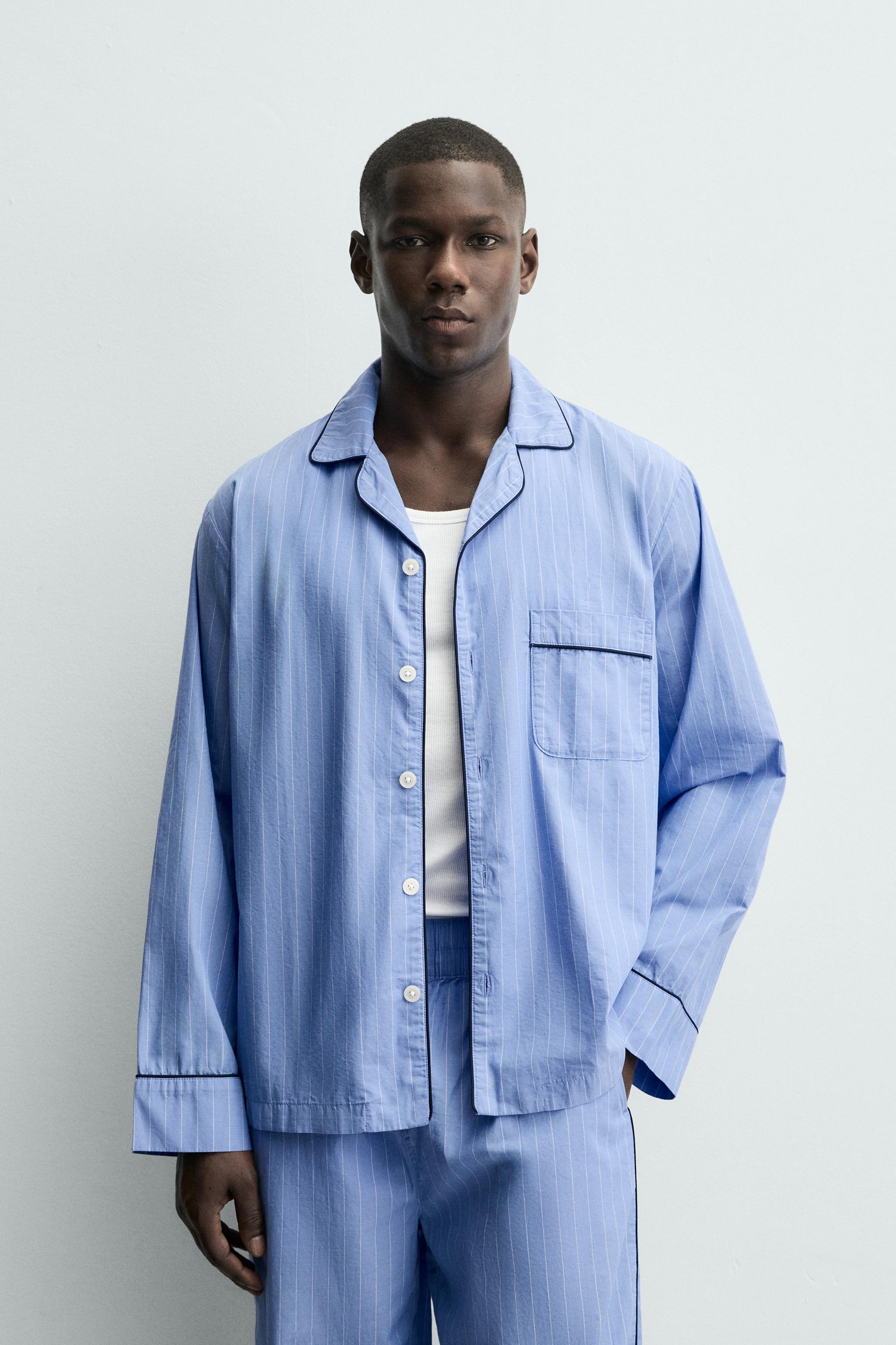 コントラストトリムパジャマセット - ブルー | ZARA Japan / 日本