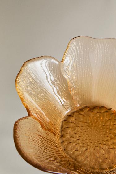 BOL VERRE RECYCLABLE RELIEF FLEUR - Jaune de Zara - Image 4