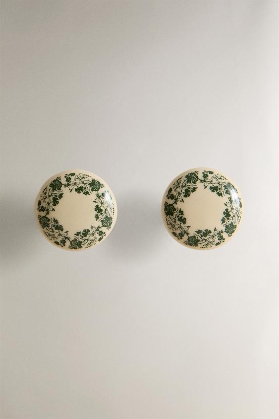 SET OF CERAMIC FLOWER KNOBS (SET OF 2)