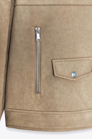 VESTE DE MOTARD EFFET DAIM - Marron clair de Zara - Image 11