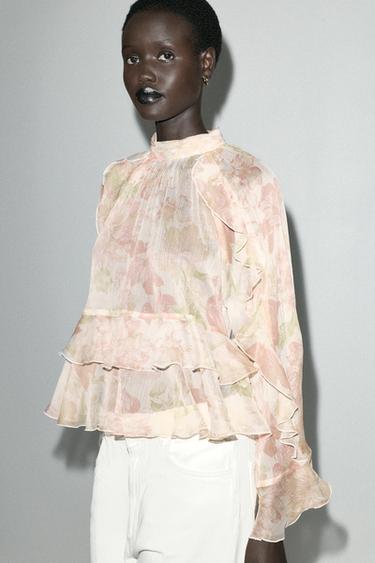 CAMISA BABADOS ESTAMPADO FLORAL - Multicolor da Zara