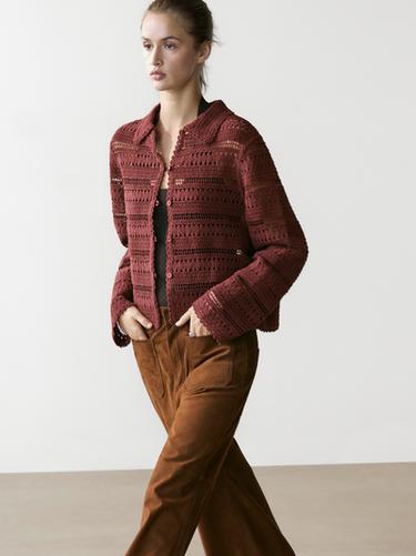 Chaqueta corta crochet algodón - Teja de Zara