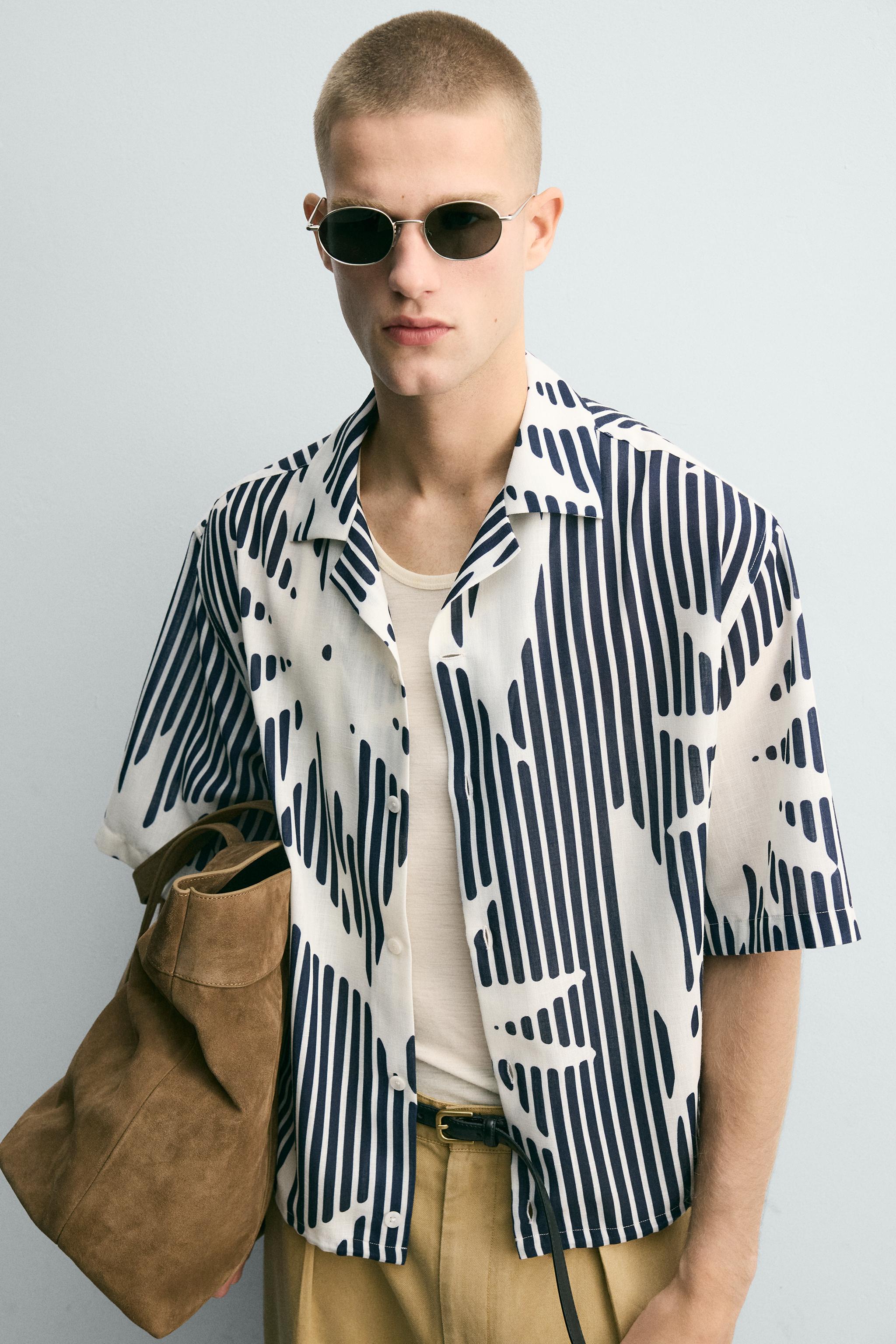 ボクシーフィットストライプシャツ - ダークネイビーブルー | ZARA