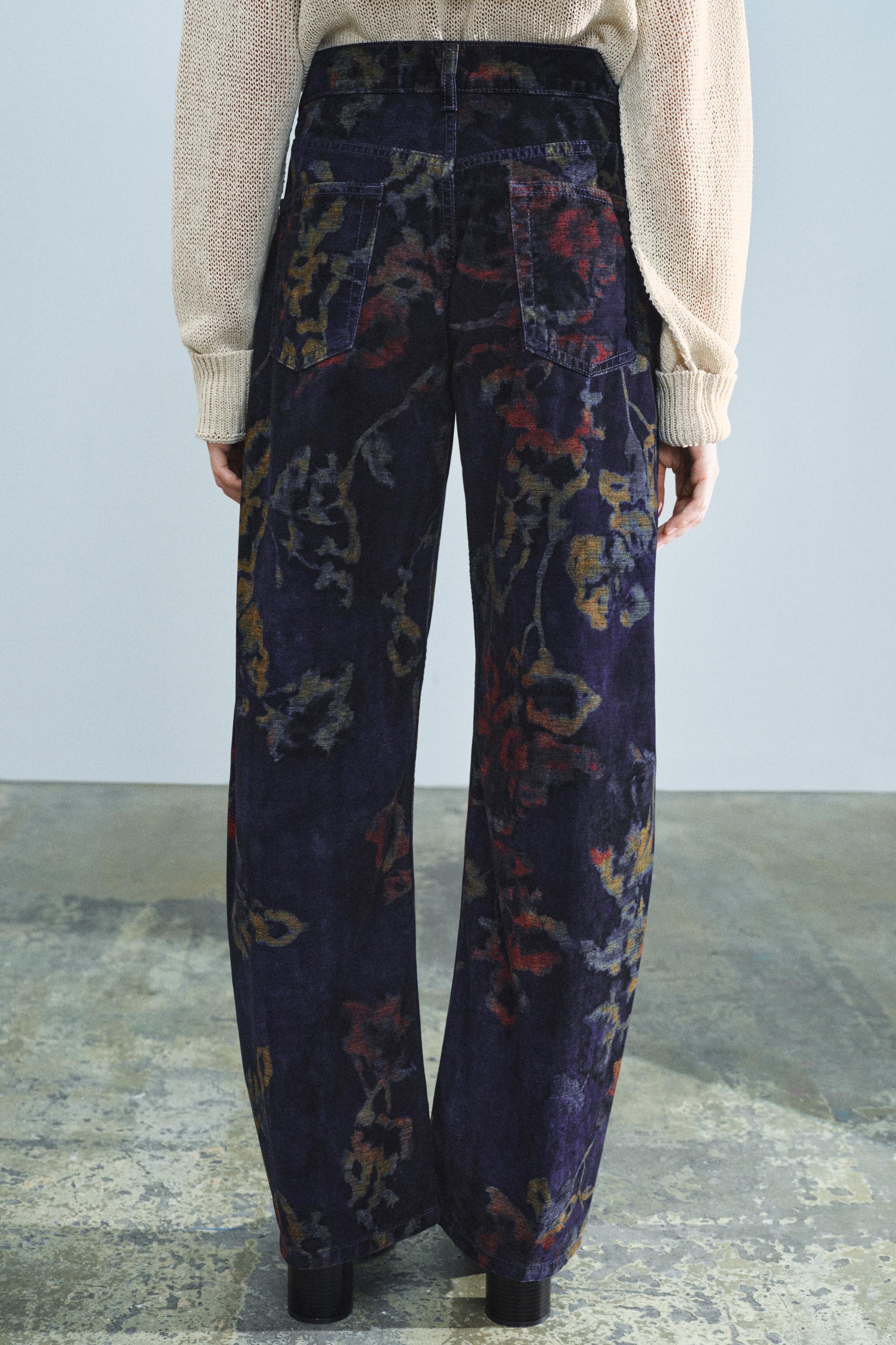 Zara ZW COLLECTION BAGGY FIT ORTA BEL ÇİÇEKLİ JEAN görsel 3