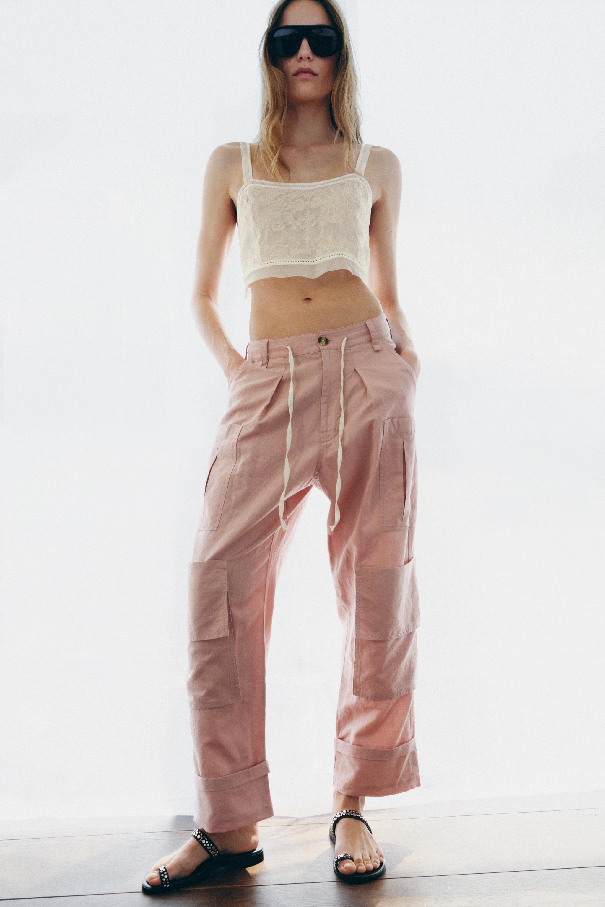 sara品です ZW COLLECTION EMBROIDERED CROP TOP - Mid-ecru | ZARA India
