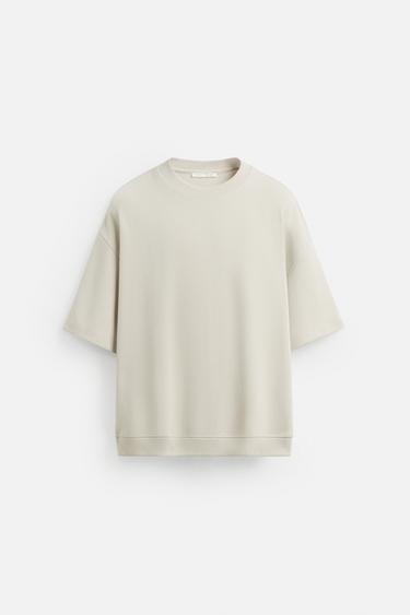 Zara TECHNICAL INTERLOCK SWEATSHIRT - Stone