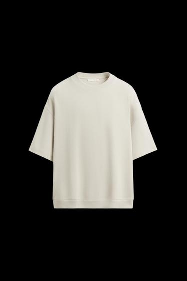 TECHNICAL TEXTURED SWEATSHIRT - Stone by Zara - Image 0
