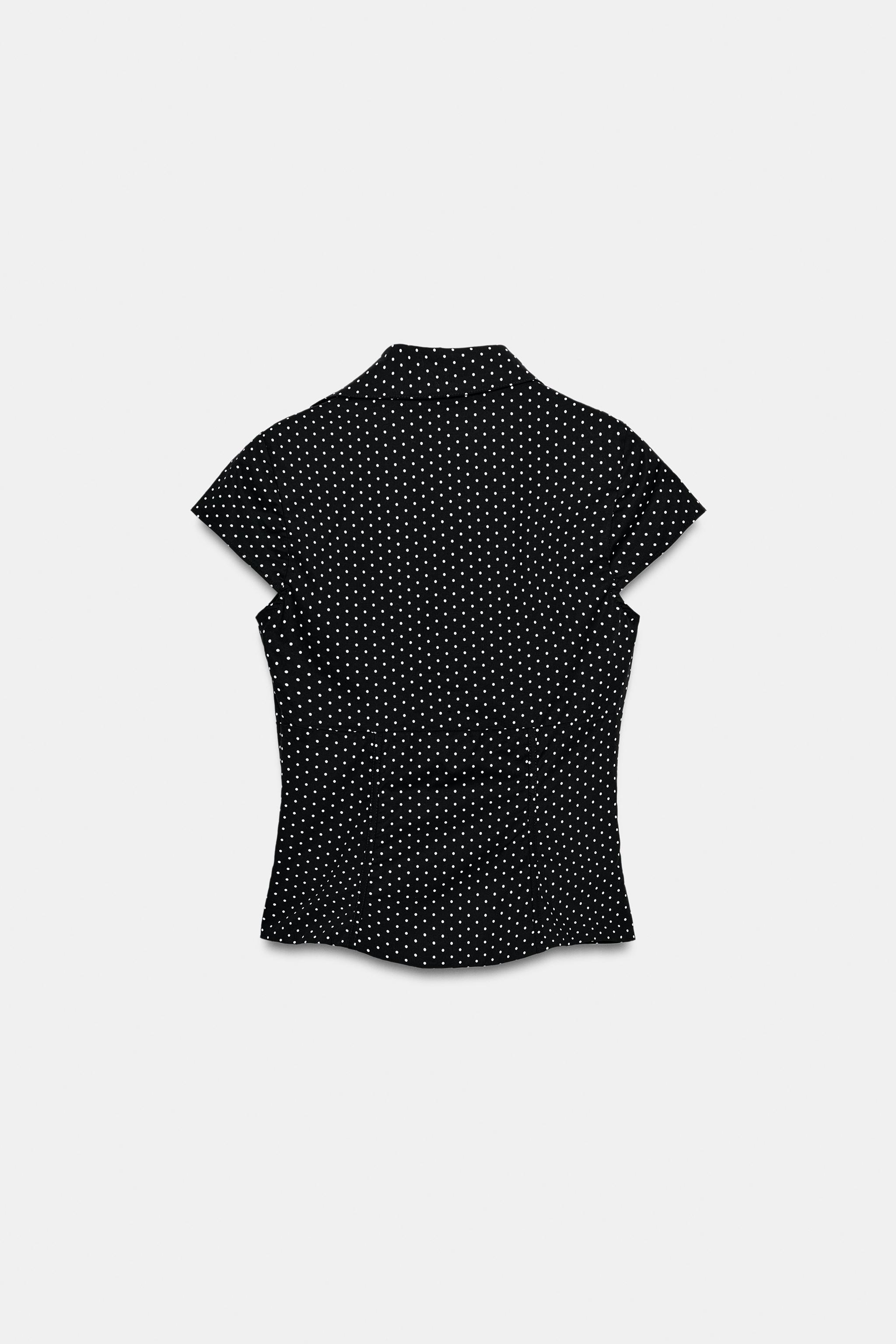POLKA DOT CORSET-STYLE POPLIN SHIRT