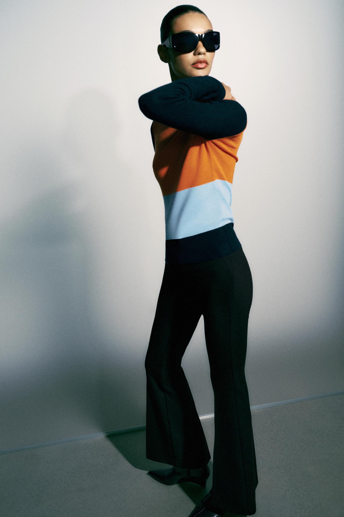 Женский топ Zara Color Block Fine Knit Top, цвет: Разноцветный — фото 3