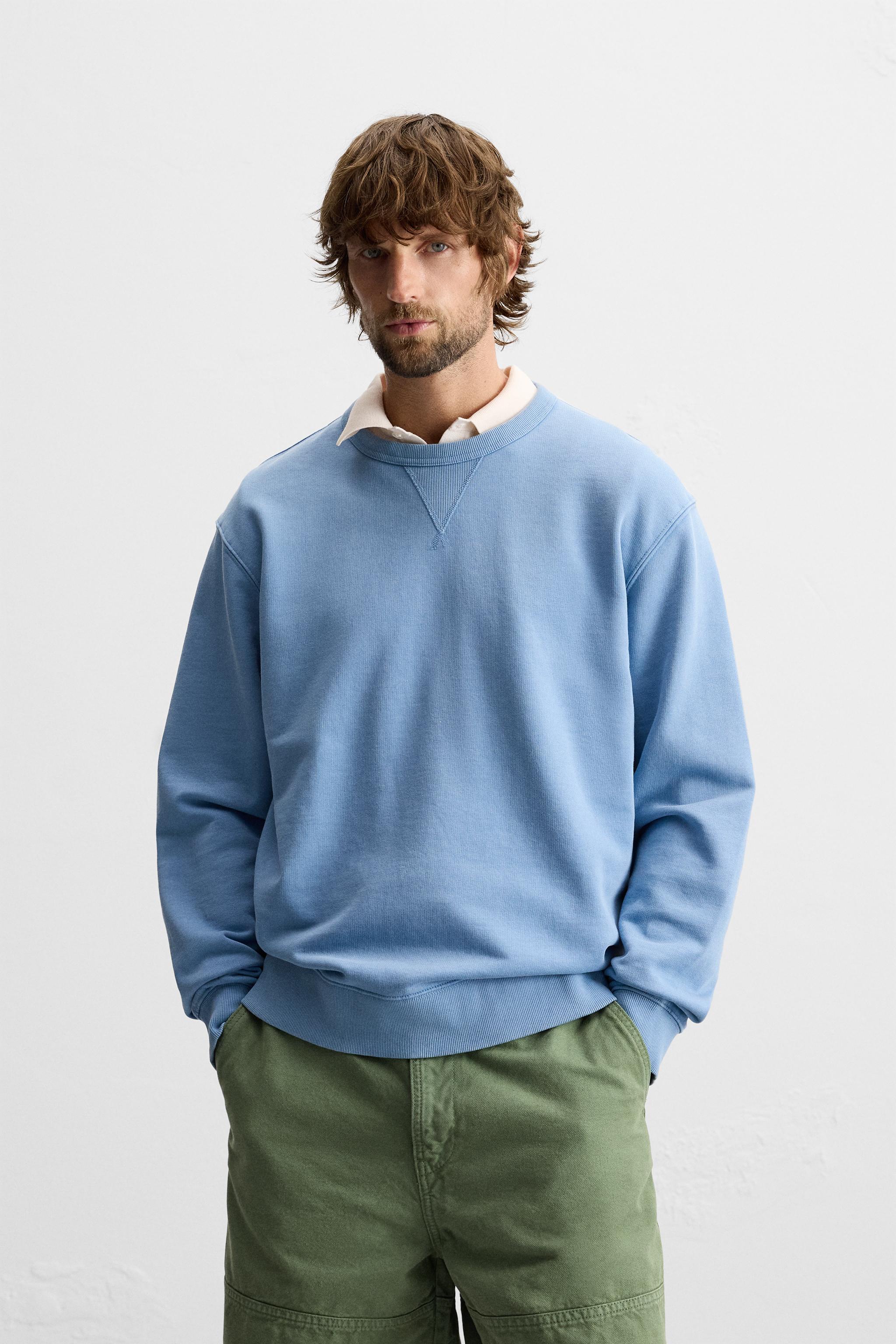 WASHED CREW NECK SWEATSHIRT - Faded blue | ZARA United States