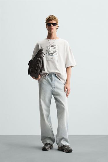 RELAXED FIT T-SHIRT WITH THREAD PATCH - White by Zara - Image 0