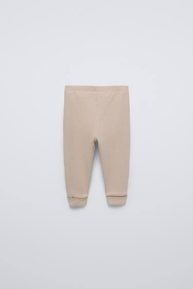 TWO-PACK OF RIBBED LEGGINGS - Light beige by Zara - Image 2