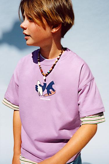 SURF PRINT T-SHIRT - Purple by Zara