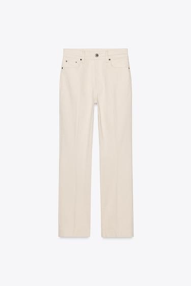 Zaras KORTA BOOTCUT-JEANS MED HÖG MIDJA ZW COLLECTION - Naturfärg