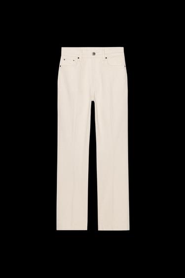 ZW COLLECTION HIGH-WAIST BOOTCUT CROPPED JEANS - Ecru by Zara - Image 0
