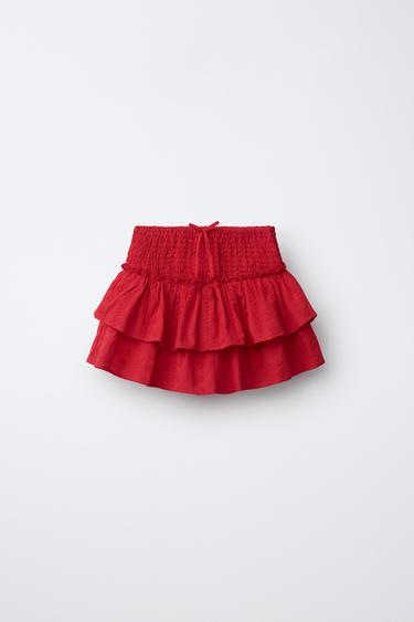JUPE-SHORT SCHIFFLY À VOLANTS - Rouge de Zara - Image 0