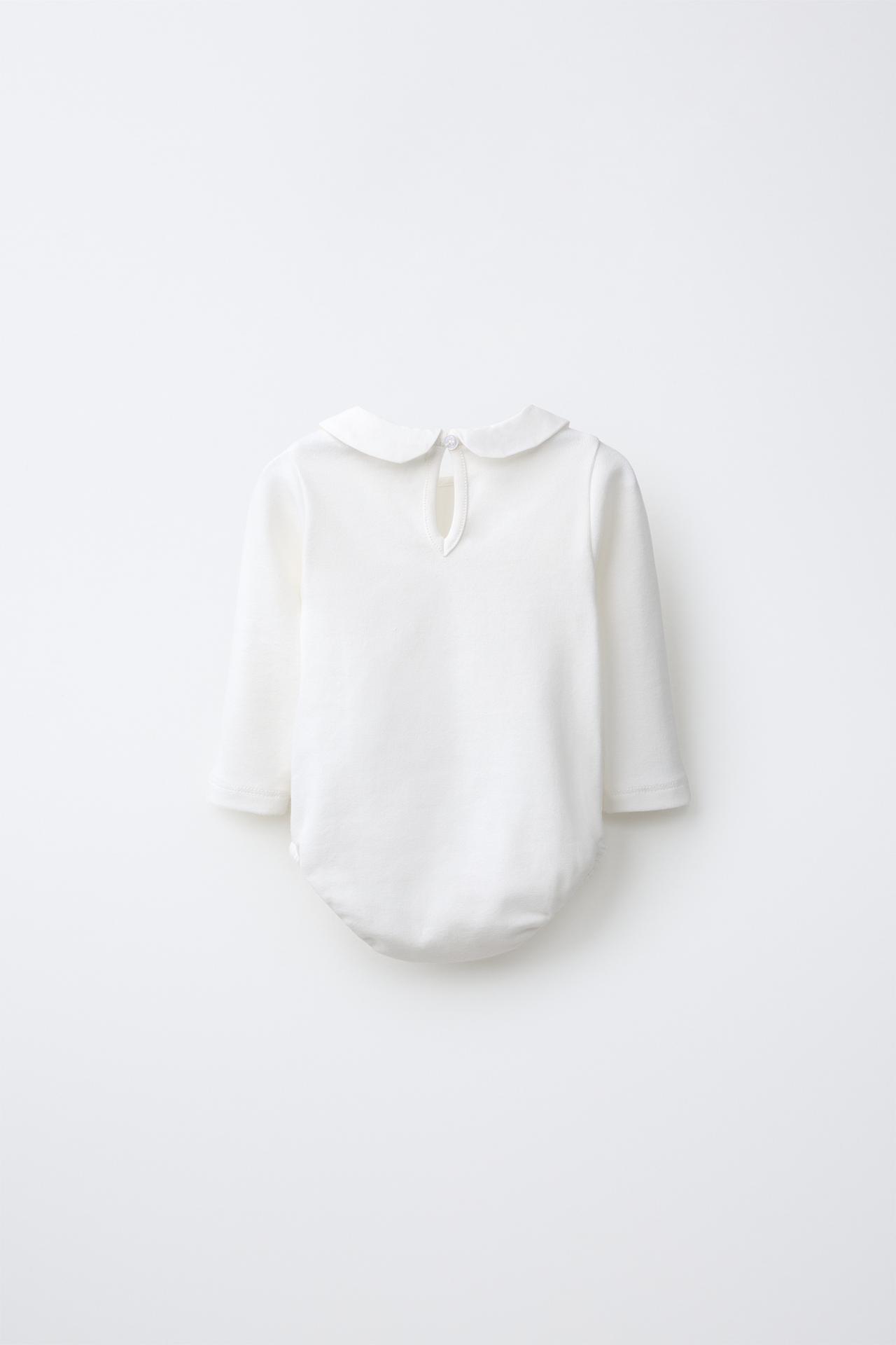 PETER PAN COLLAR BODYSUIT — Oyster-white