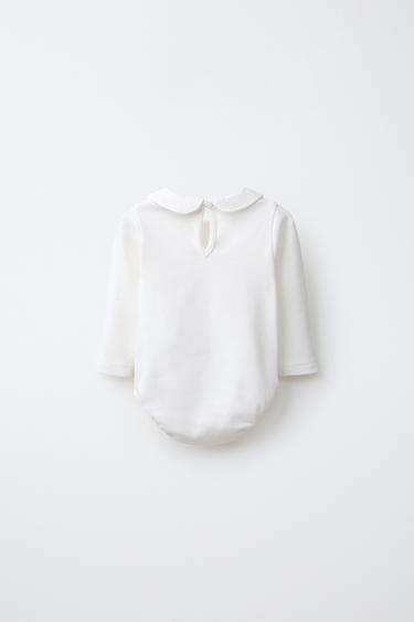 PETER PAN COLLAR BODYSUIT — Oyster-white 2