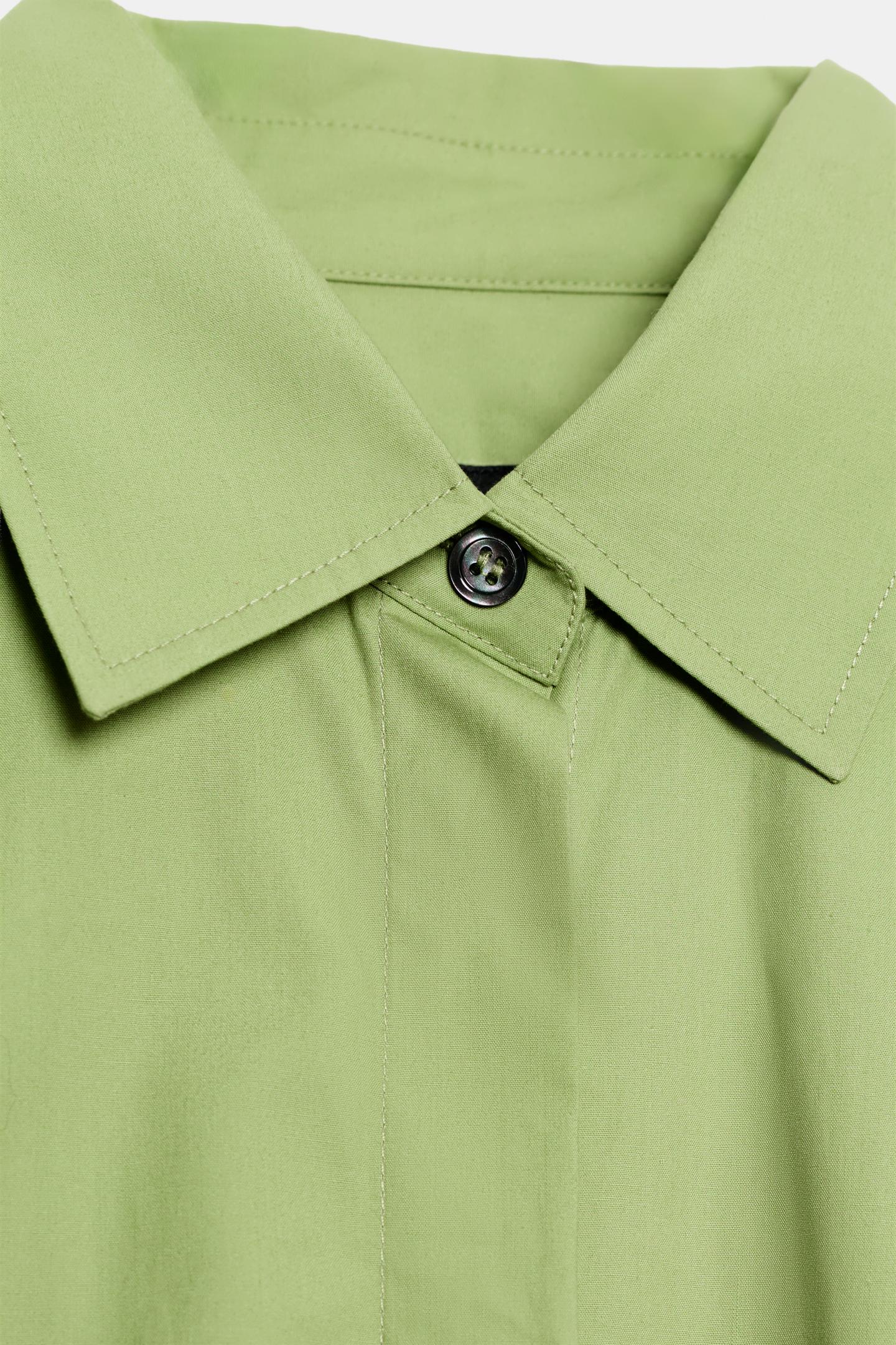 Женская рубашка Zara ZW Collection Poplin, цвет: Зелёный — фото 3