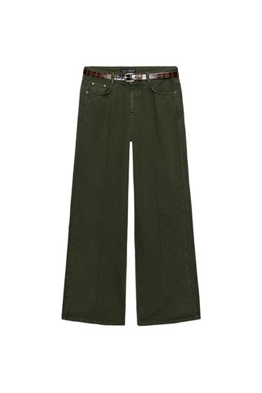 JEANS Z1975 WIDE LEG TIRO ALTO - Khaki oscuro de Zara
