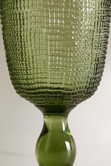 VERRE À VIN RECYCLABLE RELIEF - Vert de Zara - Image 3