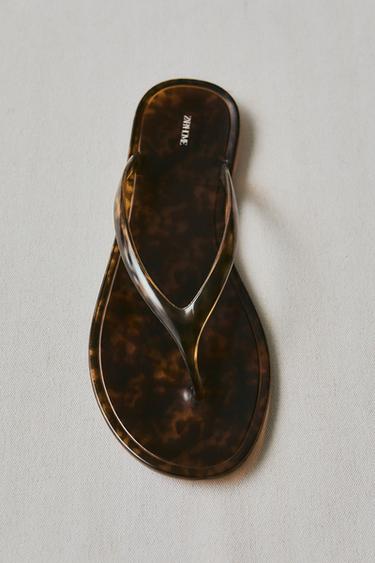 Zara FLAT JELLY SANDALS - Brown