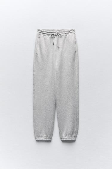 FLARED RIB PANTS - Gray marl