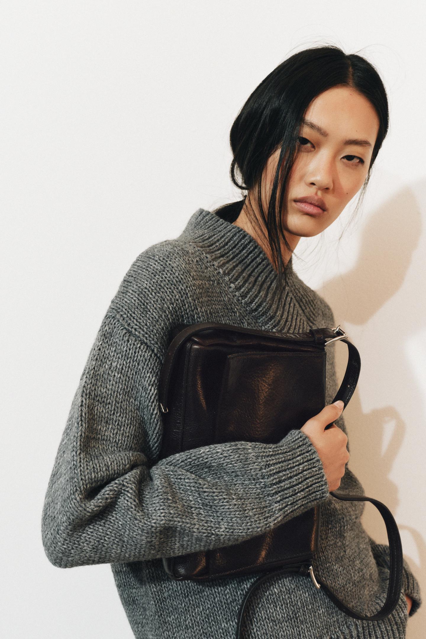 Женская сумка Zara Leather Flap Shoulder, цвет: Коричневый — фото 1
