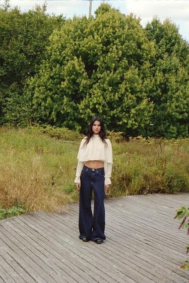 TRF HIGH-WAIST EXTRA WIDE-LEG JEANS - Dark indigo by Zara