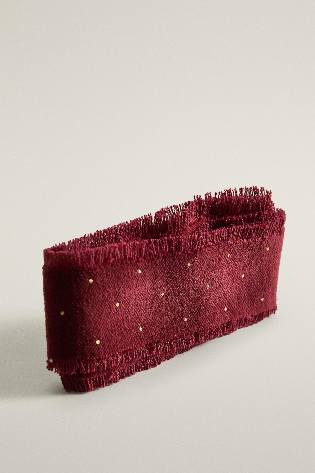 CHRISTMAS VELVET POLKA DOT RIBBON — Red
