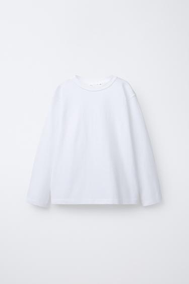 Zara BASIC PLAIN T-SHIRT - Oyster-white