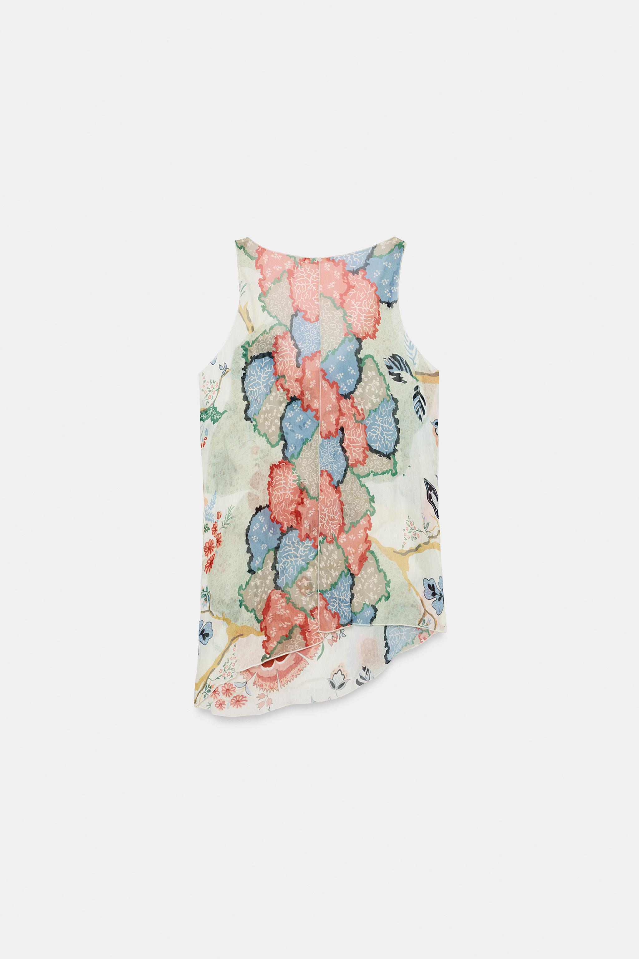 Женские рубашки Zara ZW COLLECTION BEADED PRINTED TOP — фото 7