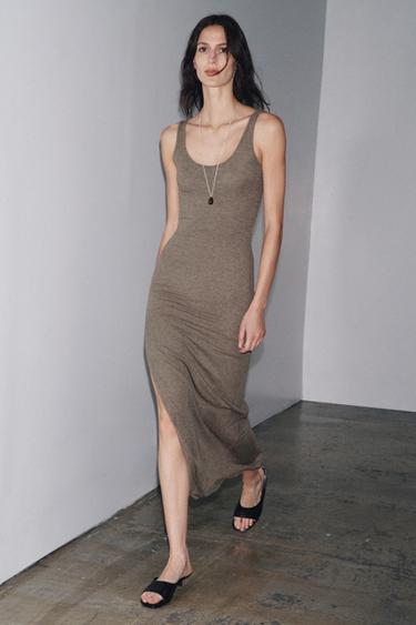 VESTIDO LARGO TIRANTES - Marrón vigoré de Zara