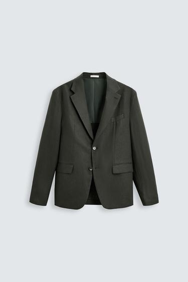 BLAZER TRAJE 100% LINO - Khaki oscuro de Zara