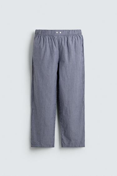 Zara STRIPED HENLEY PAJAMA SET - Ecru / Blue
