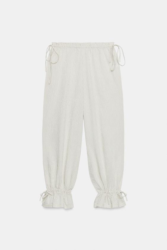 STRIPED TIED BALLOON PANTS from Zara - $59.90