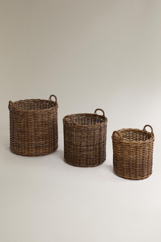CORBEILLE ROTIN RONDE - Beige clair de Zara - Image 0