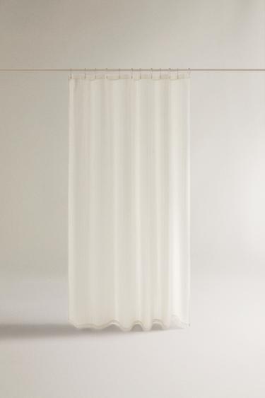 JACQUARD LINEN SHOWER CURTAIN - Ivory by Zara - Image 0