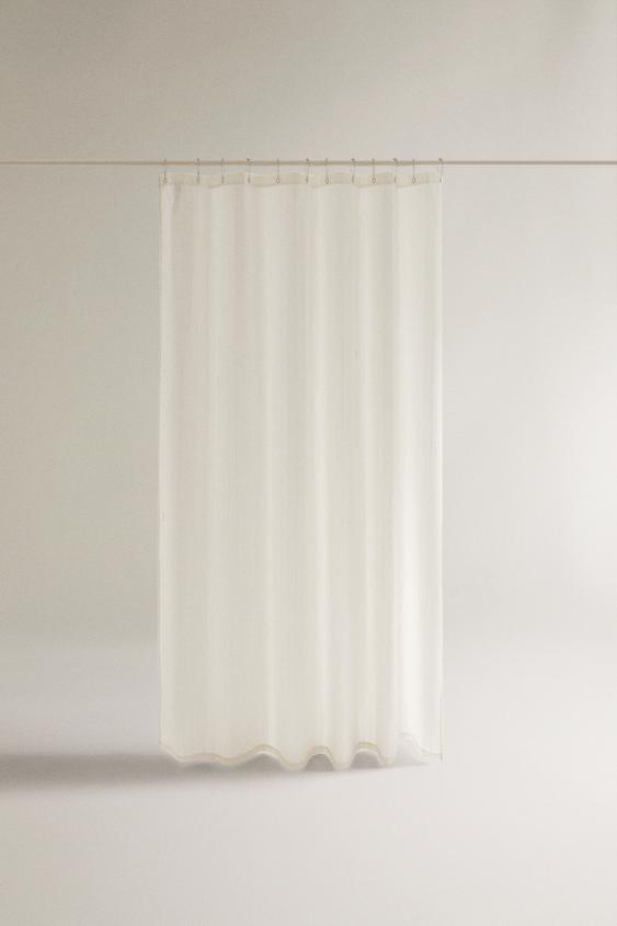 JACQUARD LINEN SHOWER CURTAIN - Ivory by Zara - Image 0