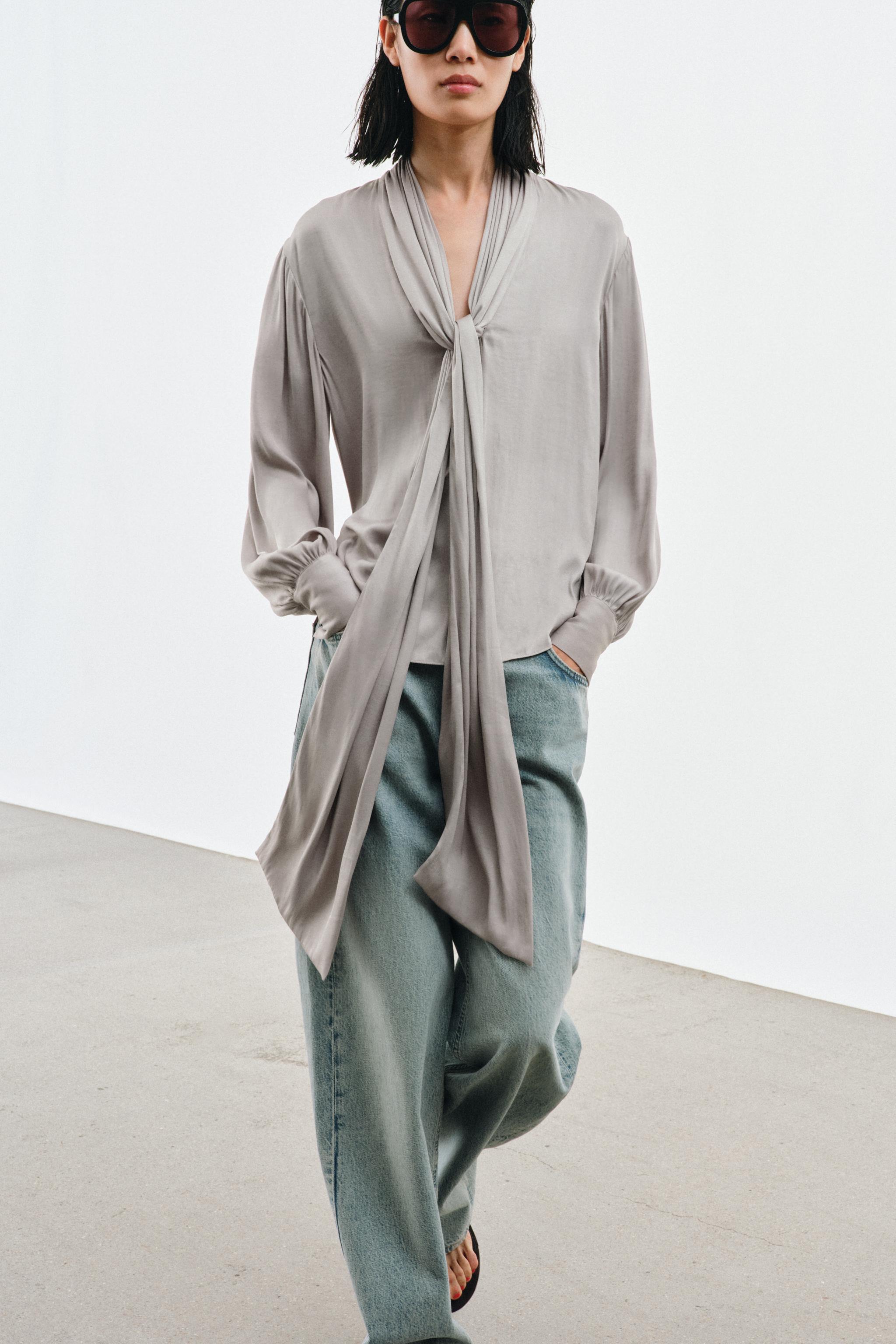 ZW COLLECTION TIED NECKLINE BLOUSE