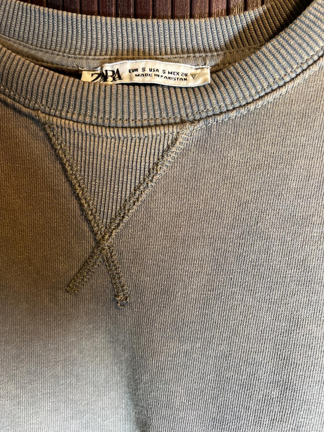 WASHED EFFECT SHORT SLEEVE PLUSH SWEATSHIRT - Image 3