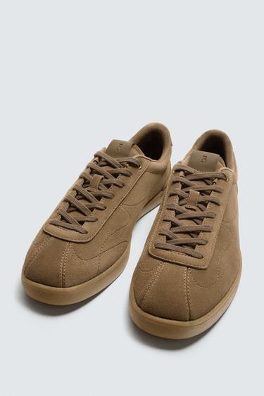 LEATHER TRAINERS - Brown by Zara - Image 4